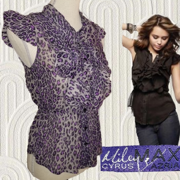Miley Cyrus & Max Azria Tops - 2/$10 Miley cyrus purple cheetah blouse